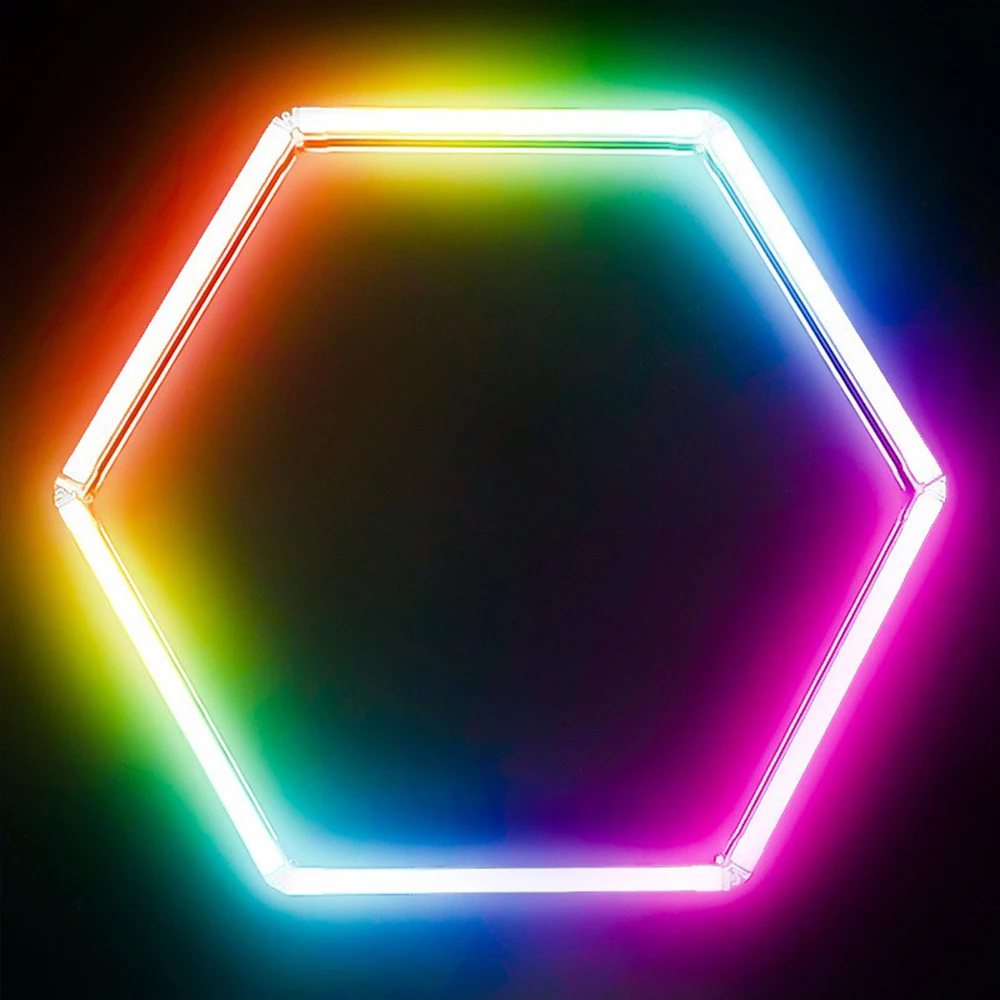 Luz LED hexagonal de panal RGB colorida para garaje, control remoto móvil adecuado para salas de deportes electrónicos, salas de baile, bares y gimnasios