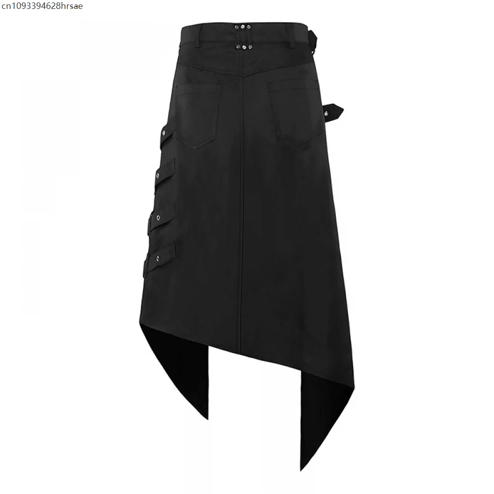 Мужской кожаный ремень в стиле стимпанк в готическом стиле, средневековый римский килт воина, металлическая стильная одежда, плиссированная юбка в стиле панк с открытой передней частью