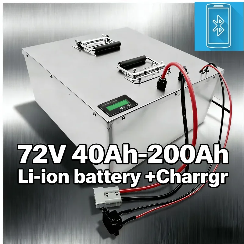 

72V Li-ion Battery 40Ah-200Ah with BMS | Fast Charging + Bluetooth | High Power Li-ion Battery for 3KW/7KW/14KW Electric Skateb