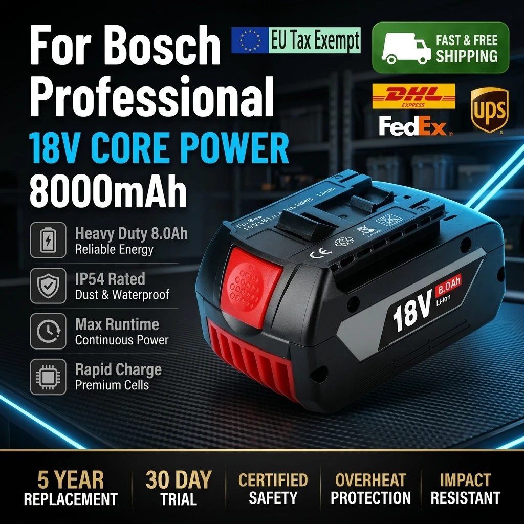 Für den originalen Bosch 18V 8,0Ah wiederaufladbaren Lithium-Ionen-Akku, geeignet für den tragbaren Ersatzakku von Bosch GBA GSR GSB BAT618 BAT609 BAT620