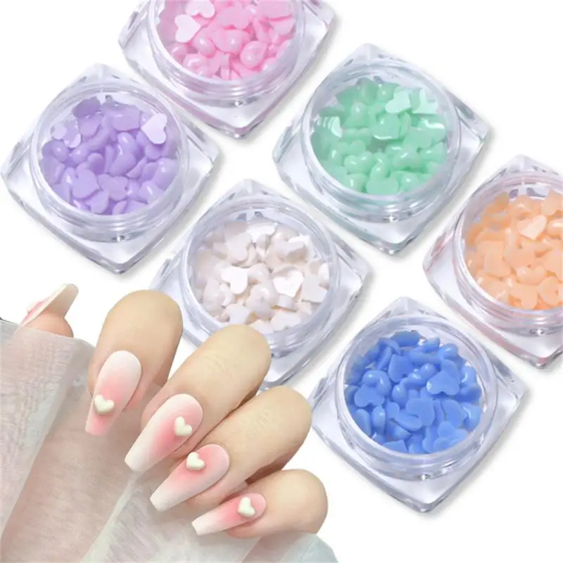 Gel Nagellak Decor Transparant Hartvormige Vlakke Bodem Nagels Nail Art Sieraden Effen 6 Kleur Manicure Nagelaccessoires