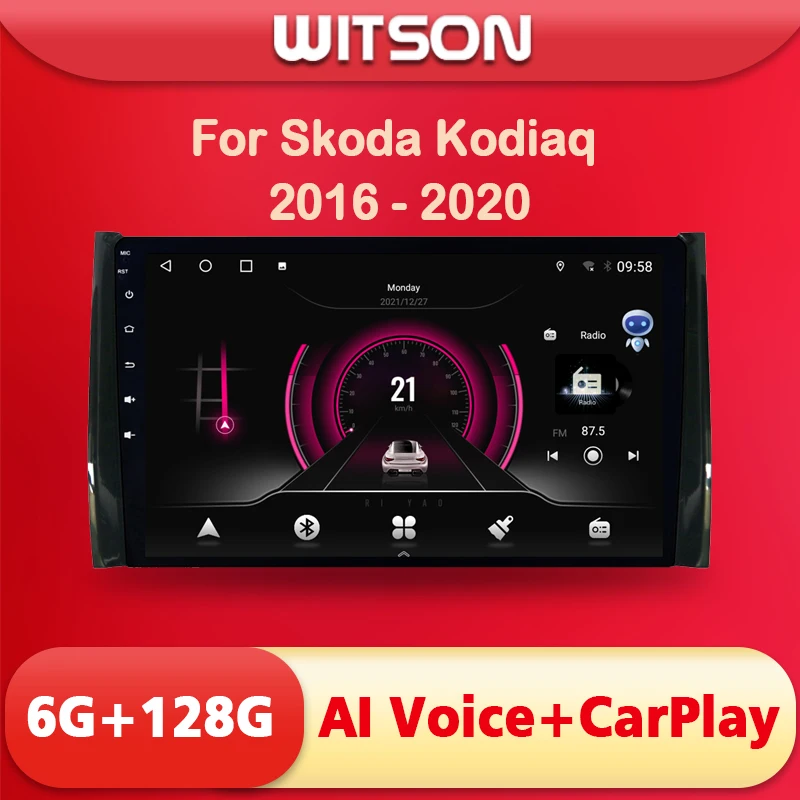 WITSON AI VOICE Android 11 Car Radio Multimedia For Skoda Kodiaq 2016 2017 2018 2019 2020 Wireless CarPlay 4G Modem