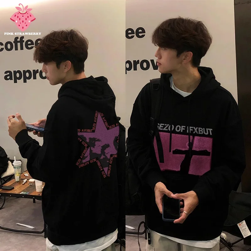 

American Hiphop Street Hoodies Men Autumn Winter 2025 New Fashion Letter Print Kangaroo Pouch Y2K Top Men Warm Sweatshirt Studen