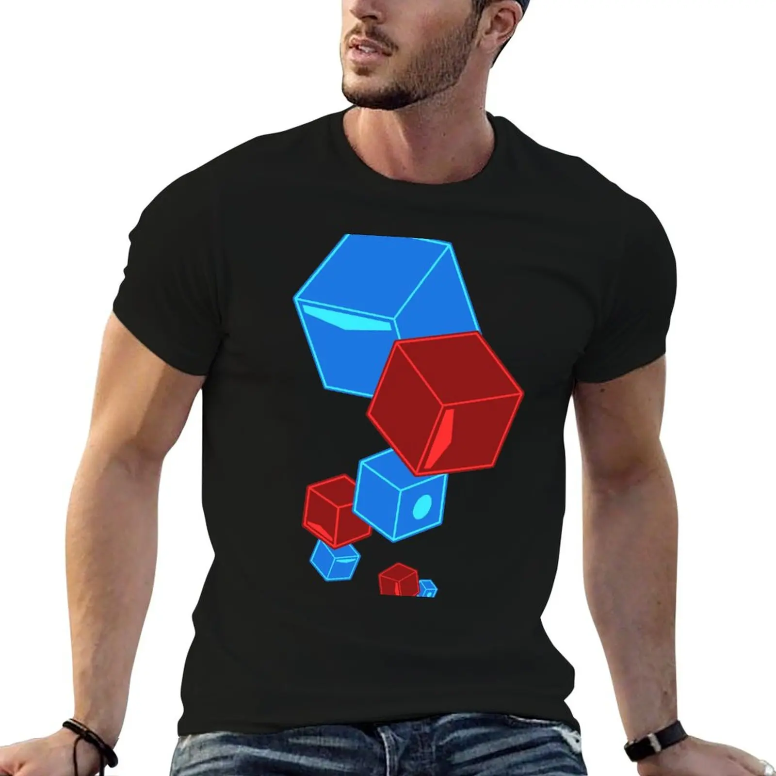 Beat Saber - Floatin' Blocks - SOLID - Black v2 T-Shirt topping funny meme t-shirts heavy weight t shirts for men