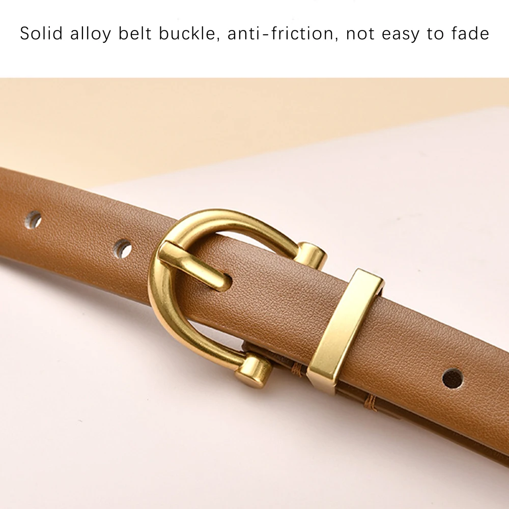 Schmaler Ledergürtel für Damen | 1,8 cm breiter Gürtel aus Rindsleder mit klassischer Dornschließe | Freizeitgürtel | Hochwertiger Modischer Gürtel – Detail 6
