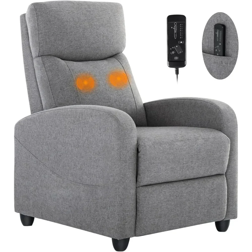 Living Room Chair Fabric Massage Recliner Chair Winback Chairs Adjustable Modern Reclining Chair with Padded Seat Backrest