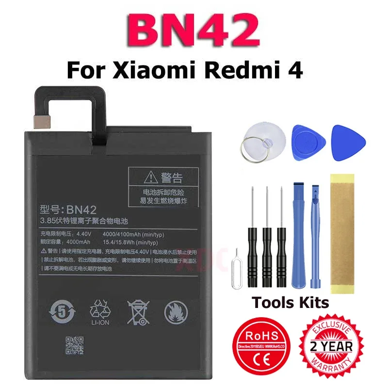 High Quality BN42 Battery For Xiaomi Redmi Hongmi 4 2G RAM 16G ROM Edition + Free Tools Shipping