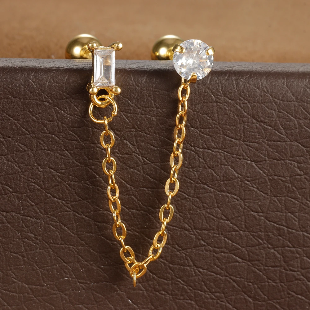 Women's 18K Gold Plated Zircon Crown Stud Earrings
