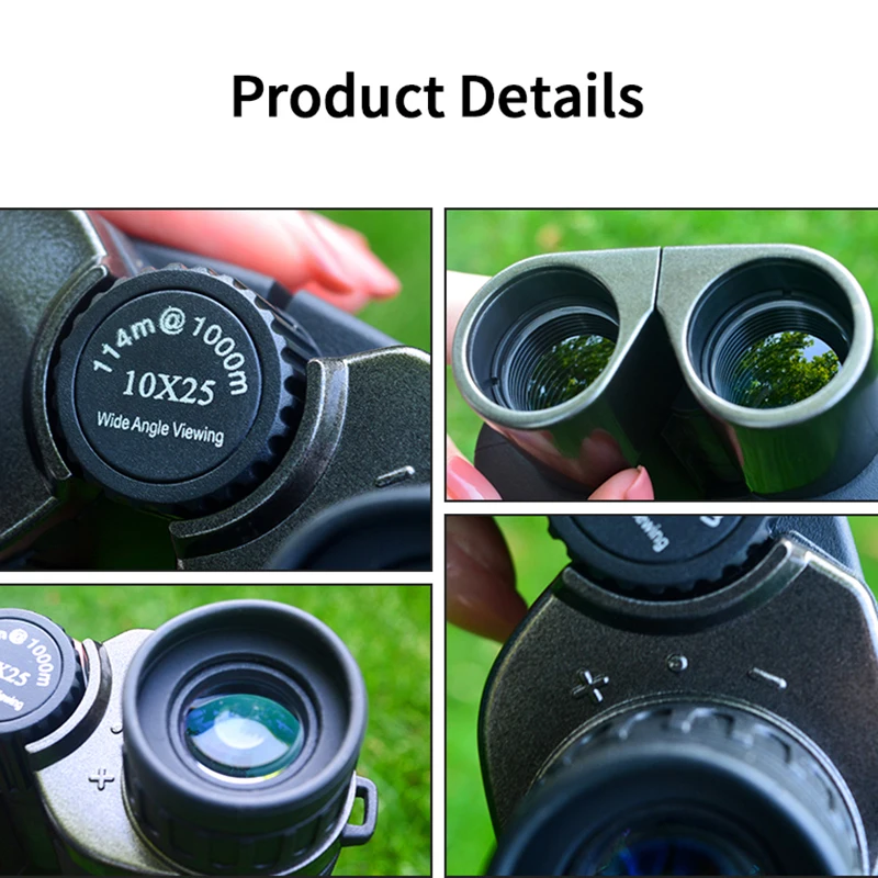 10x25 HD Mini kompaktowa lornetka Paul potężna lornetka kieszonkowa teleskop monokularowy Outdoor sport Camping podróżujące koncerty