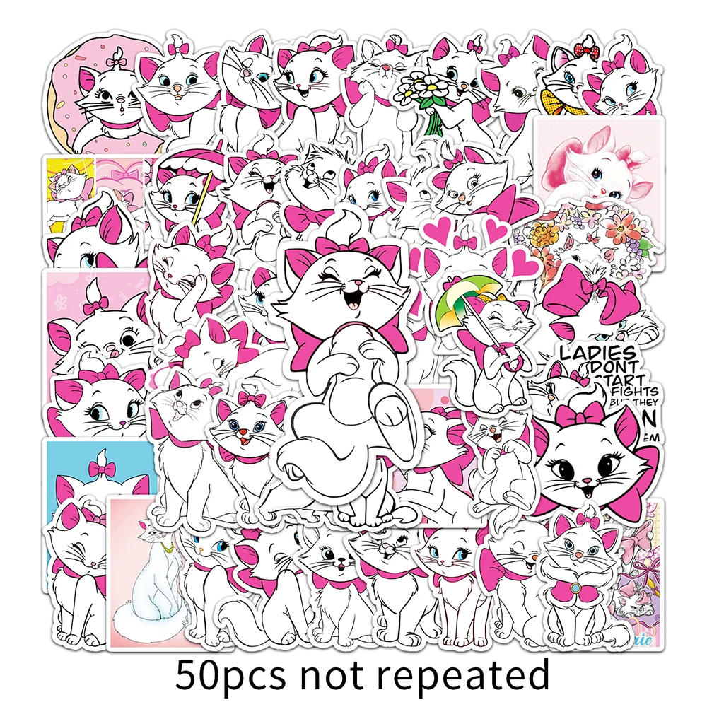 10/30/50PCS Disney The Aristocats Cartoon Marie Cat Stickers Cute Decals DIY Skateboard Phone Laptop Bike Graffiti Sticker Toys