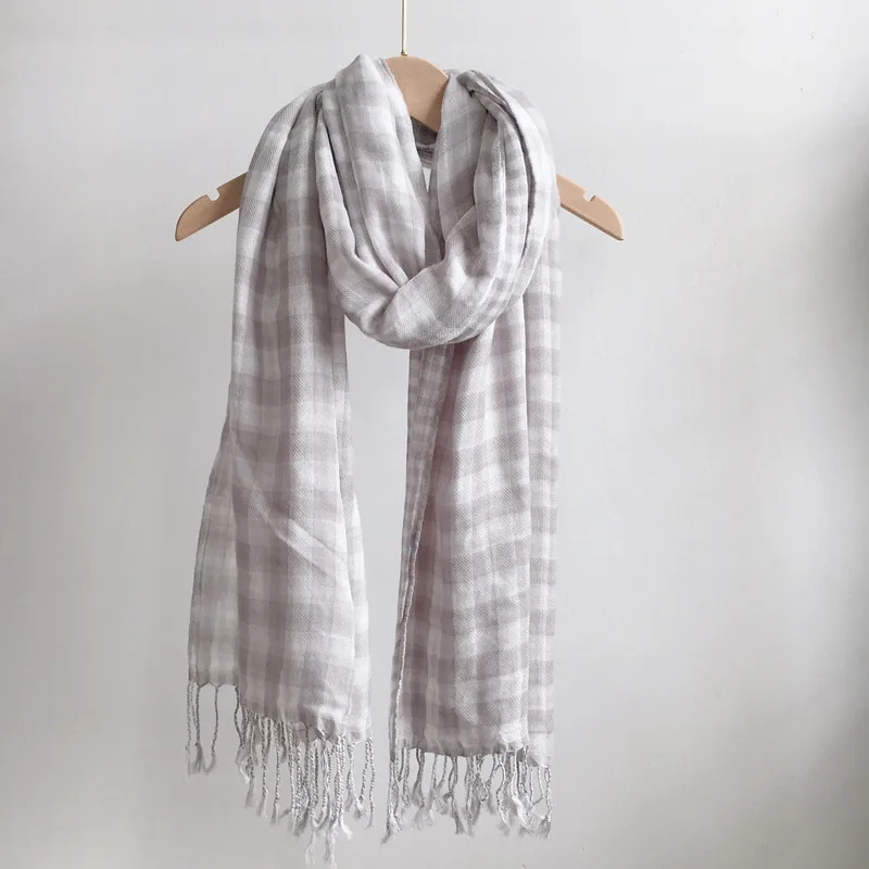 Autumn and winter natural material 100%cotton plaid scarf