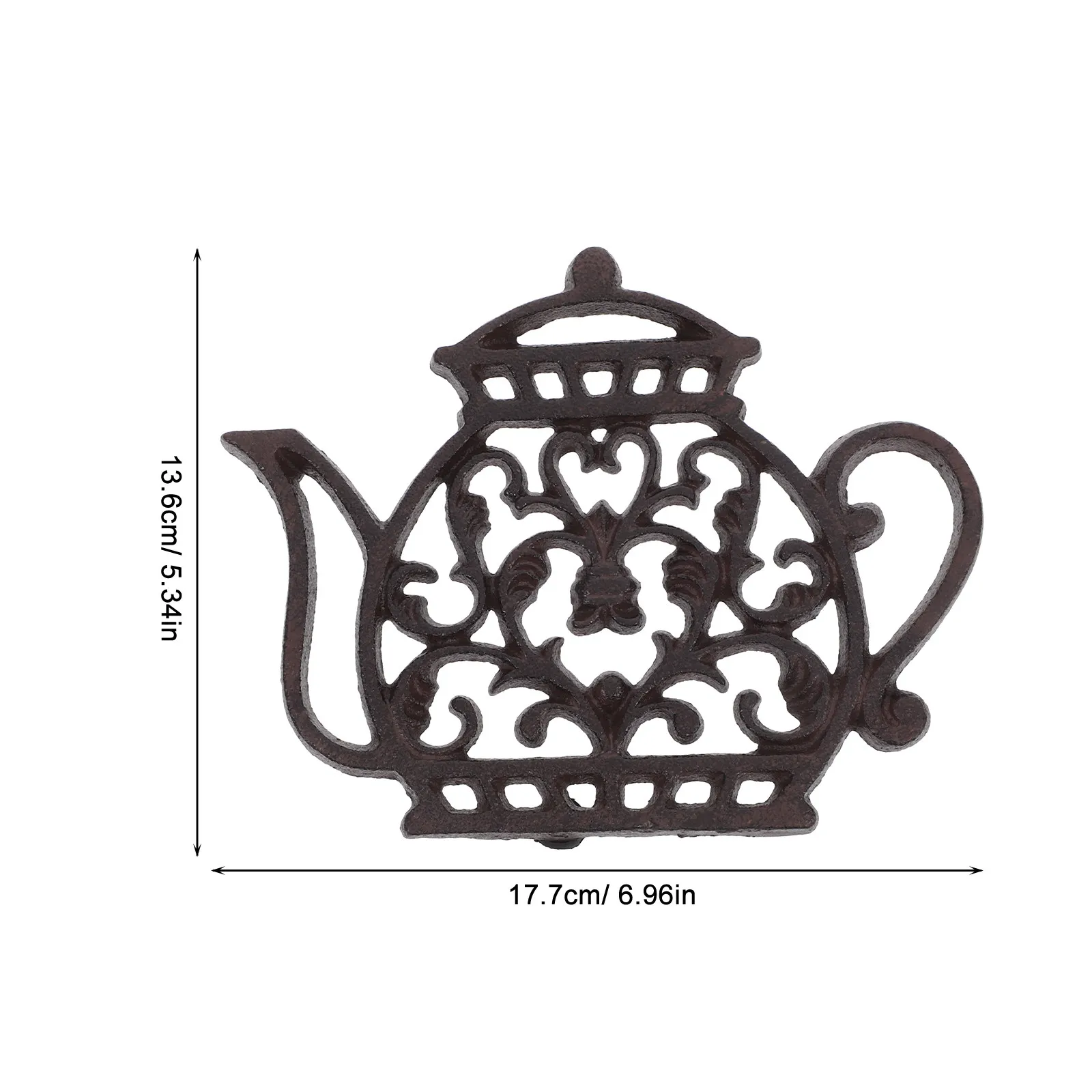 Teapot Shaped Cast Iron Trivet for Kitchen Dining Table Heat Protection Non Slip Countertop Pot Mat Decorative Insulated Mug Pad view 4