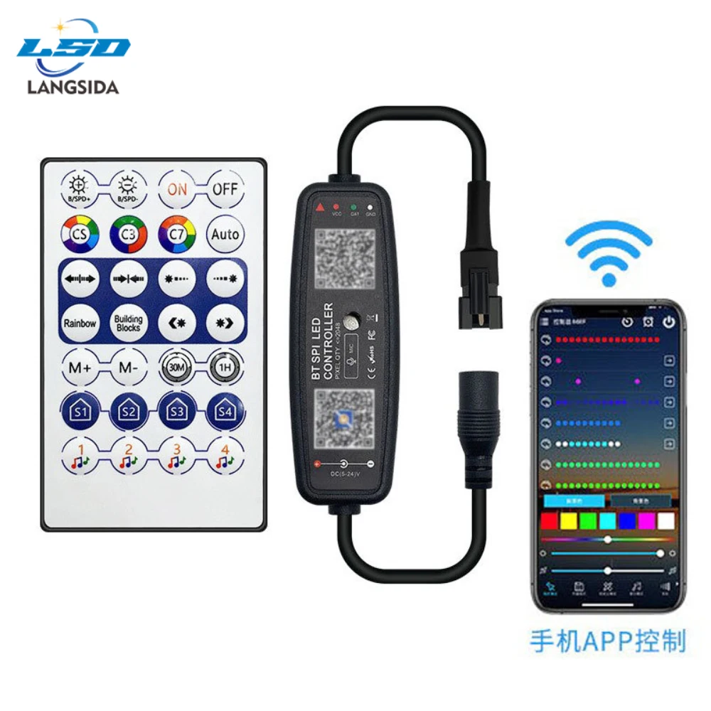 

Контроллер Bluetooth Music APP Control WS2812B для Pixel LED Strip Light SK6812 WS2811 WS2812 Ленточные светильники USB 5 В Пульт дистанционного управления
