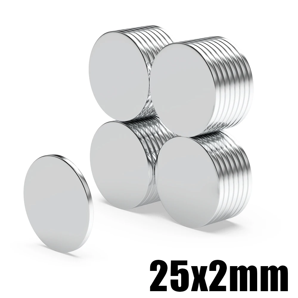 5/10/20/50/100/200Pcs 25x2 Super Strong Magnet 25mm X 2mm Round Magnetic NdFeB Neodymium magnet N35 Powerful Disc imanes 25*2