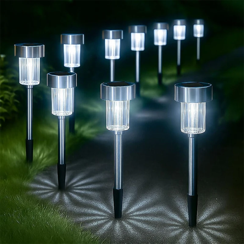

Solar Lights Outdoor Garden – Waterproof Stainless Steel LED With Stake for Pathway, Driveway, Patio, Walkway, Lawn, Yard