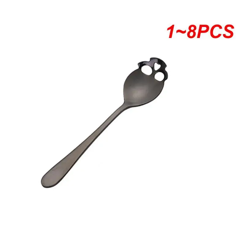 1~8PCS Creative 304 Stainless Steel Skull Coffee Spoon Dessert Tea Sugar Scoop For Home Kitchen Accessories Gift Bar Coffee Shop