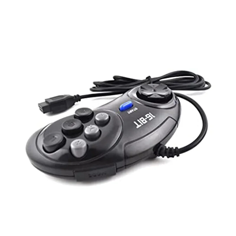 News 4 Pcs Game Controller For SEGA Genesis For 16 Bit Handle Controller 6 Button Gamepad For SEGA MD Game Accessories Black