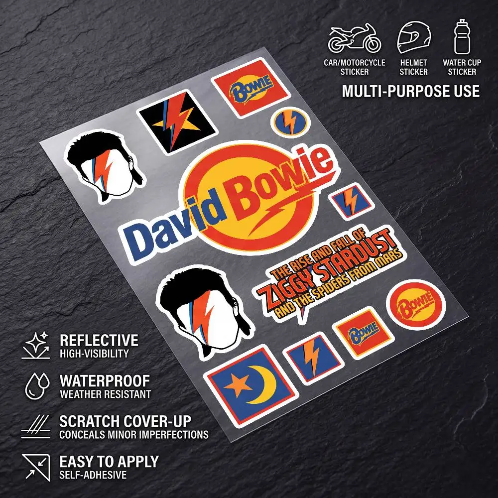 Poster D-av-id Bo-wie High Visibility Reflective Waterproof Decal Scratch Hide Sticker Fit Car Motorcycle Helmet Refrigerator