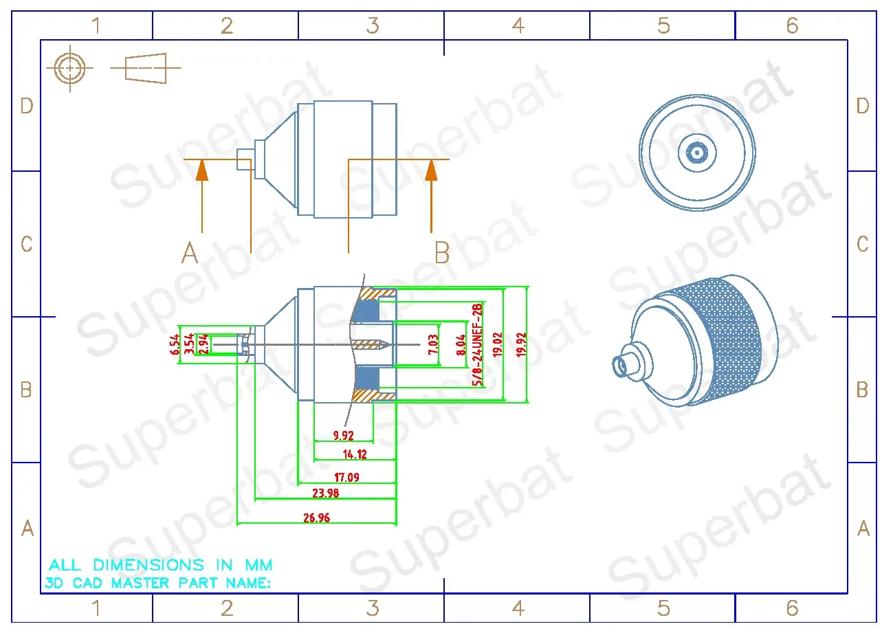 Superbat N-MMCX Adapter N Stecker auf MMCX Buchse Gerade RF Koaxial Stecker