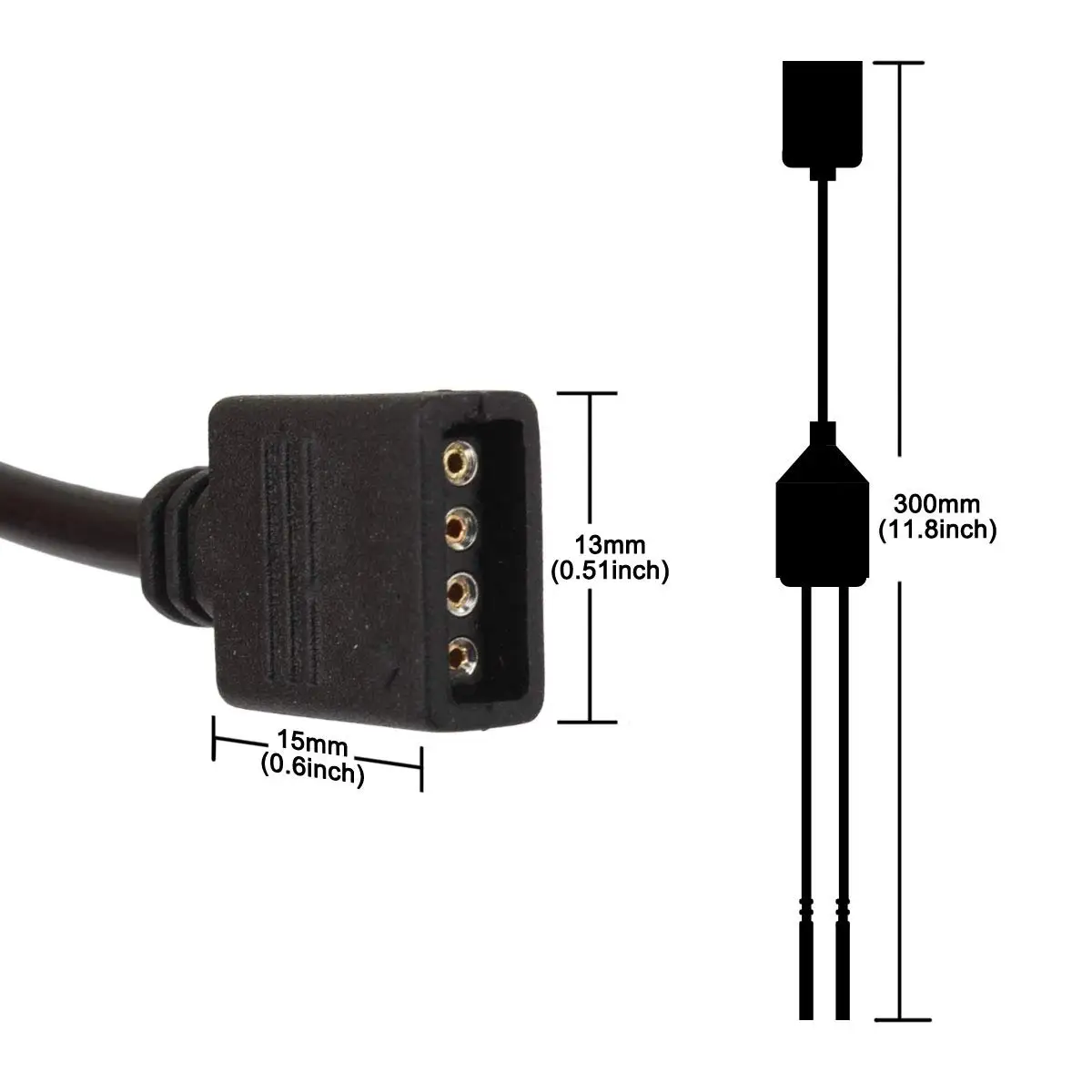 DC 12V RGB RGBW Rozgałęźnik Kabel 1 do 2 3 4-drożny 4-pinowy 5-pinowy przewód łączący taśmę LED Biały czarny przedłużacz światła LED