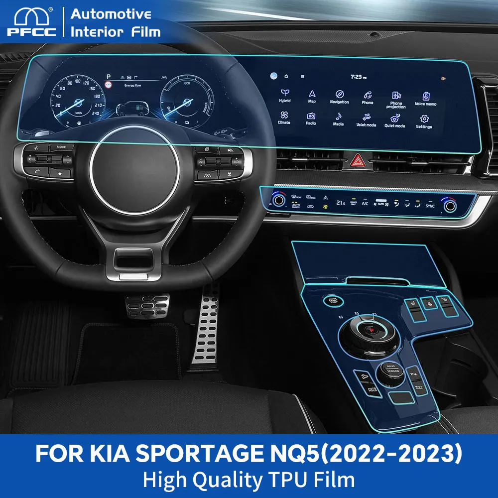

For Kia Sportage NQ5 2022 2023 Car Center Console Media Dashboard Navigation TPU Anti-scratch Protector Interior Film Sticker