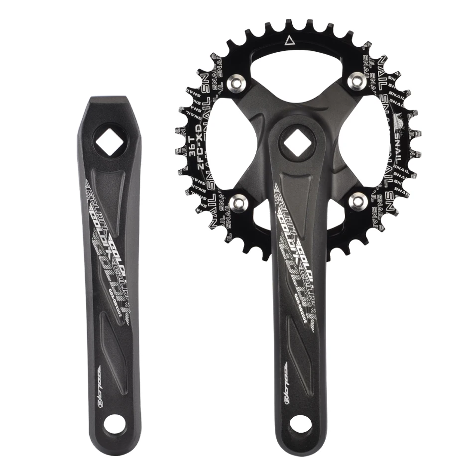 AliExpress GOLDIX Square Hole Bicycle Crankset Aluminum Alloy MTB Crank 165/170/175mm Length Narrow Wide Teeth 104BCD 32/34/36/38/40/42T