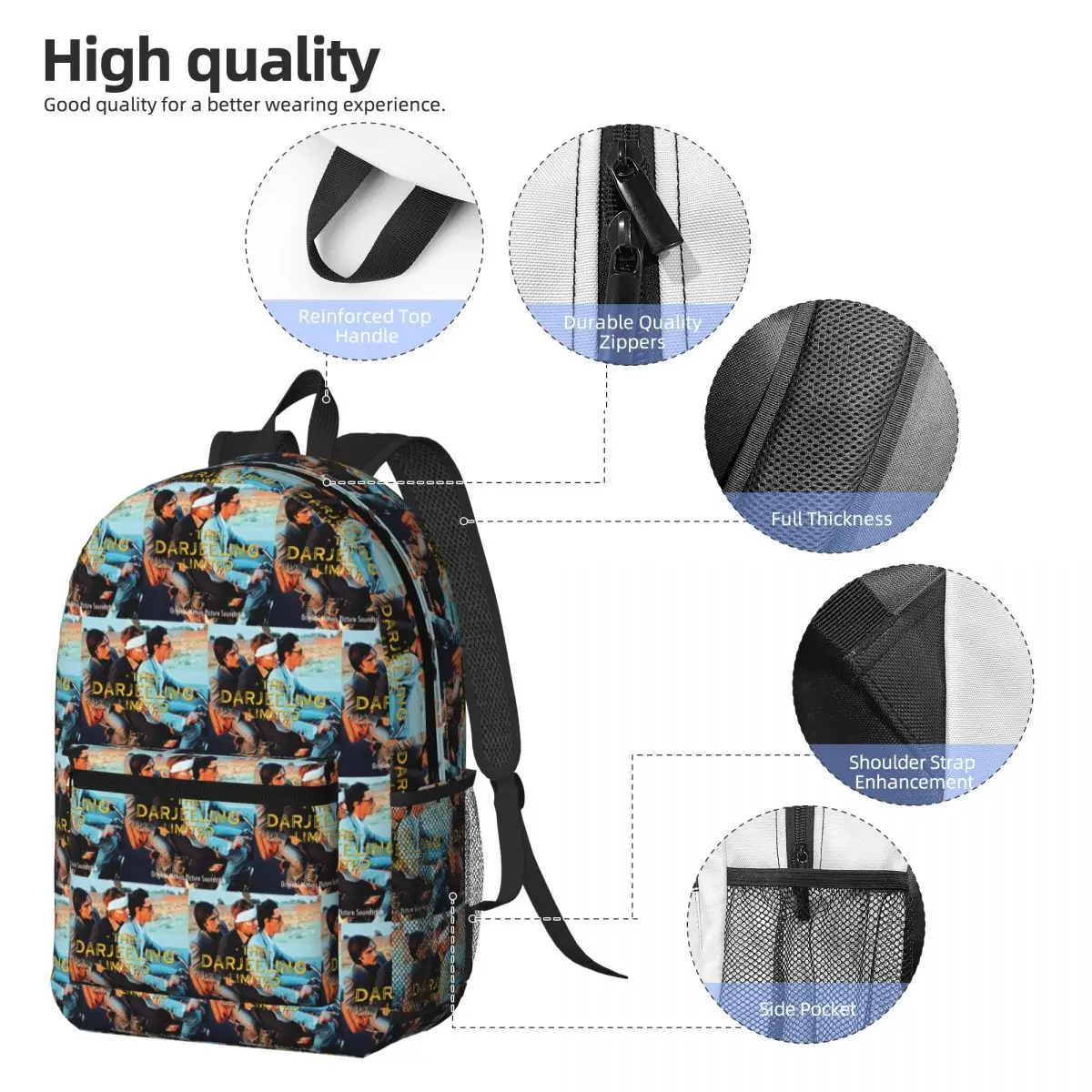 Wes Anderson - THE DARJEELING LIMITED Album Cover Backpack BookBag Children School Bag Computer Shoulder Bags for Men Women