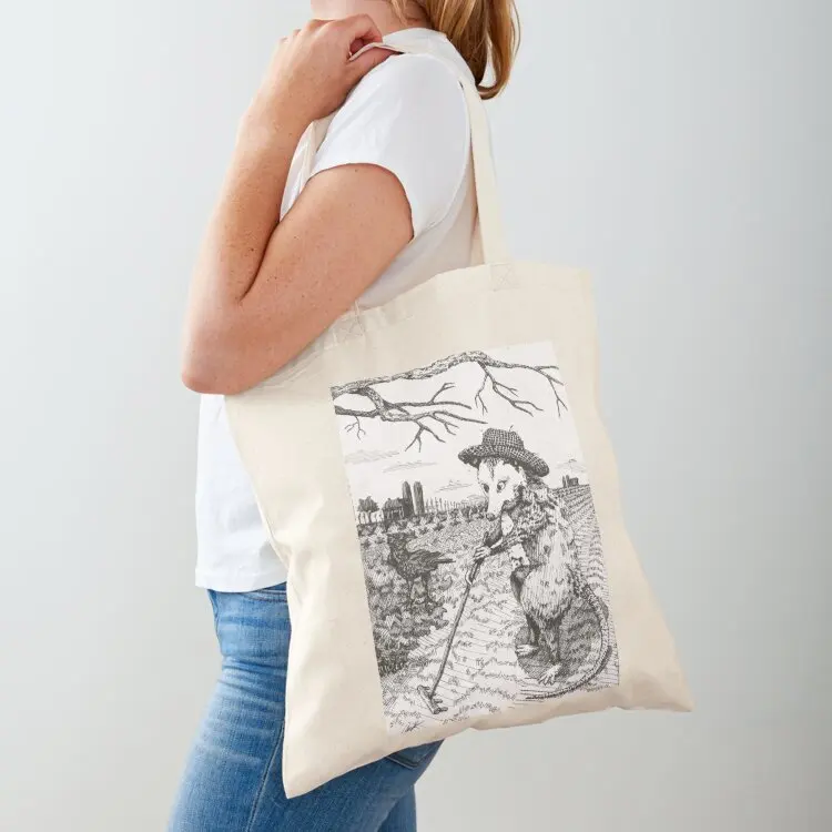 

Opossum Farmer Pen and Ink Drawing Tote Bag Shopper bag large size bags shopper bag women canvas tote men