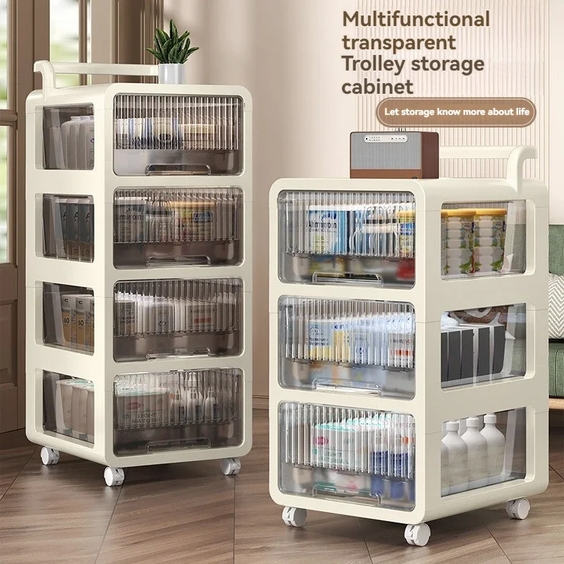 Multi-Layer Storage Rack Truck Can Be Used for Toys Snacks Books and Baby Products Household Portable Organization Rack Units