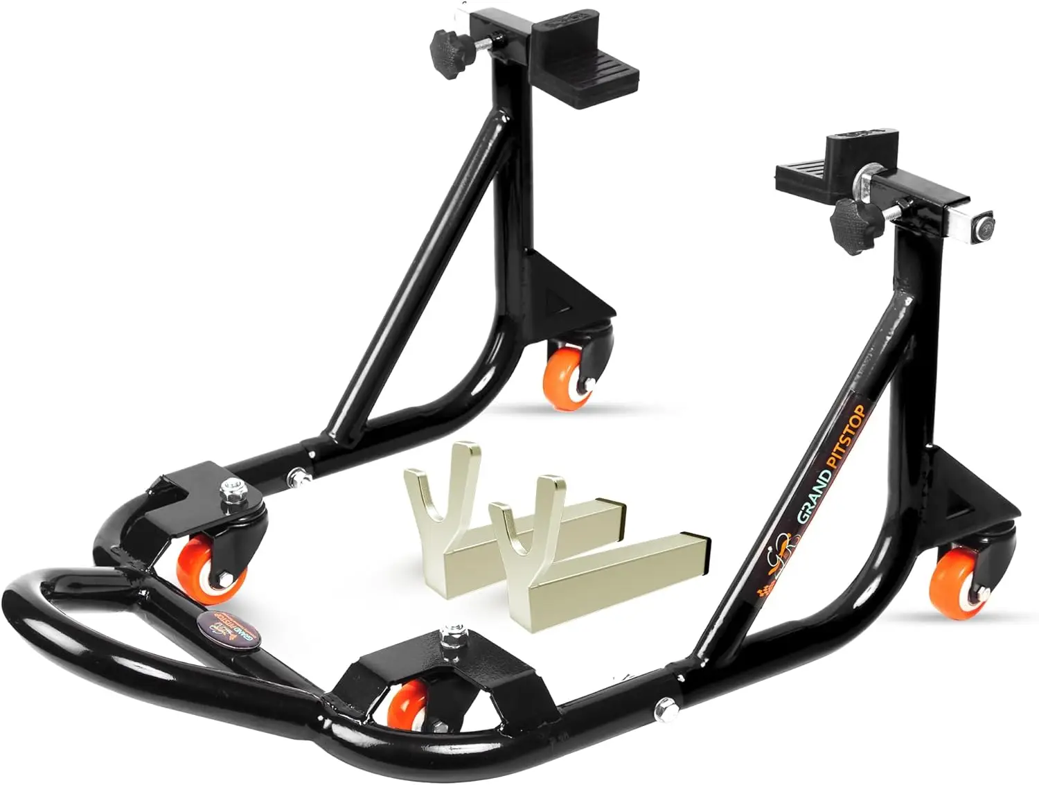 

Universal Adjustable Motorcycle Rear Paddock Stand with Swingarm Rest, 360° Dismantable, Black, Supports Up to 500 lbs