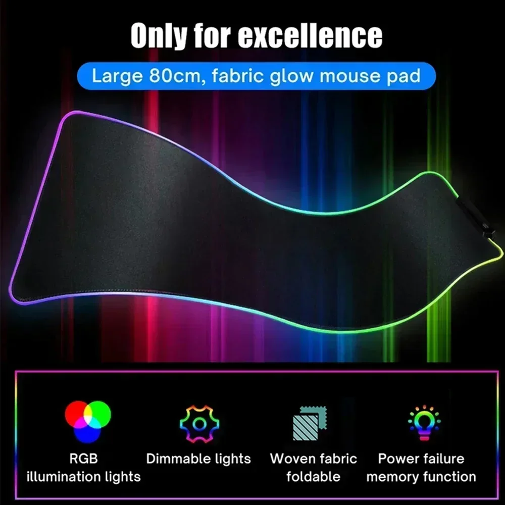 RGB Stalker 2 Large Gaming Mouse Pad Computer Accessories Carpet Desktop LED Xxl Keyboard Extended Pad Black Backlight Desk Mats