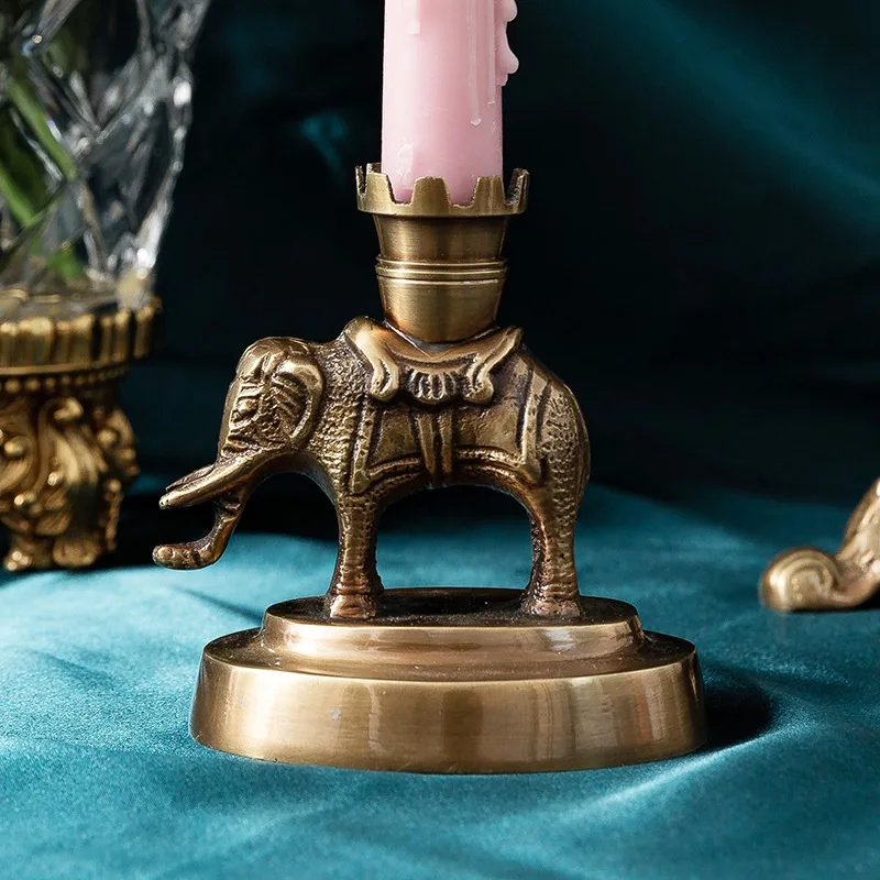 

Vintage Handmade Brass Elephant Candlestick Home Decoration Crafts Ornament Birthday Housewarming Gift Desktop Candlestick