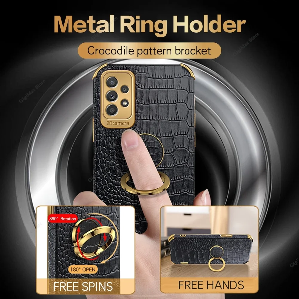 Кожаный чехол с рисунком под крокодиловую кожу для Samsung Galaxy A55