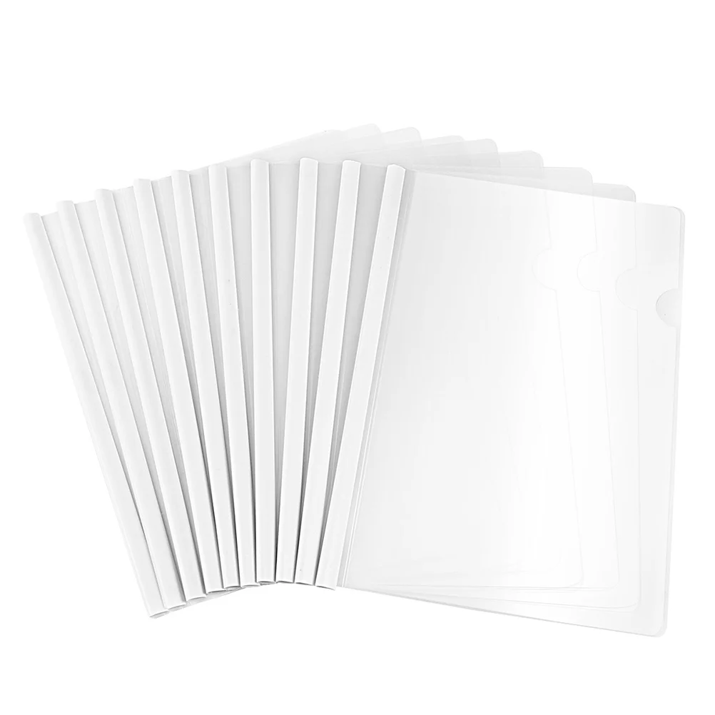 20Pcs Transparent File Folder Sliding Bar Locking A4 Paper Cover Organizer Document Holder Office Use