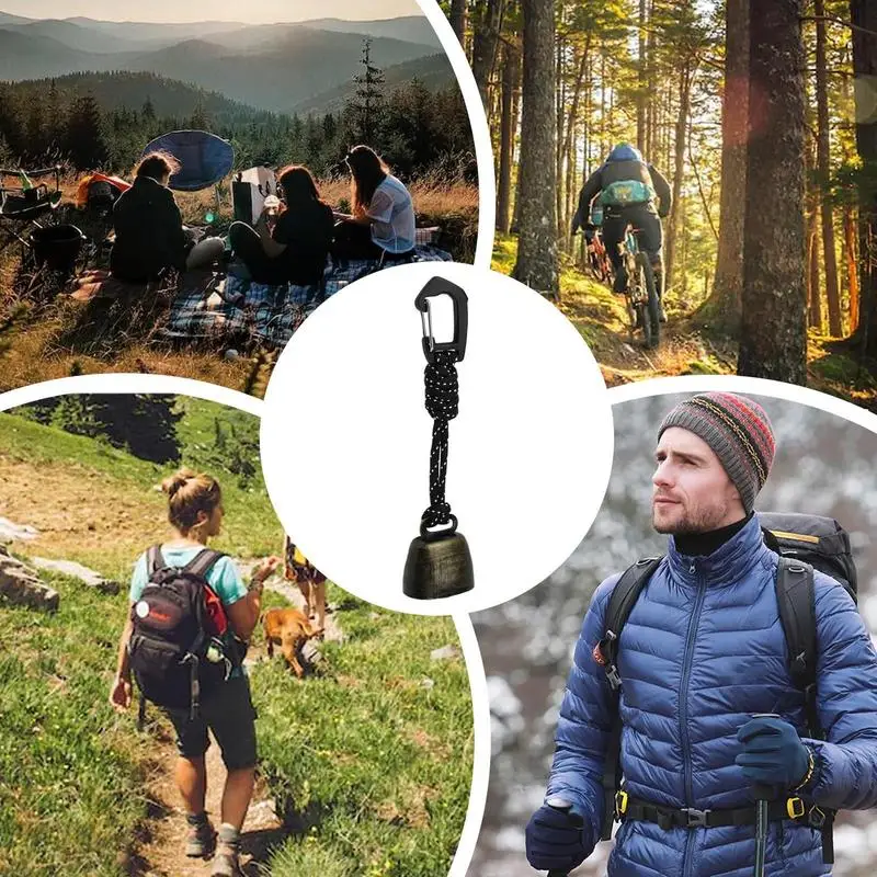 Bear Bell Outdoor Metal Bell Pendant Camping Bear Protection Bell Backpack Accessory with Mute Function Hiking Emergency Gear