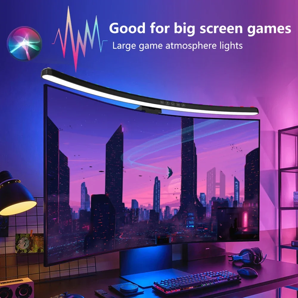 600MM USB Stepless Dimming Monitor Light Bar Screen Hanging Lights Curved RGB Background Atmosphere Desk Lamp Reading Gaming