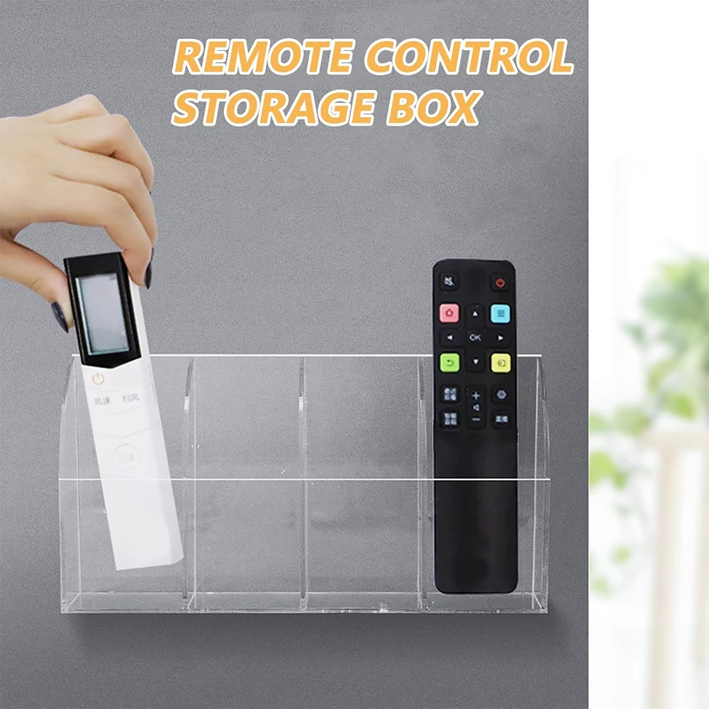 

Clear Acrylic Storage Box TV Remote Control Storage Case Wall-Mounted Multifunctional Wall Shelf Phone Box Home Organizer