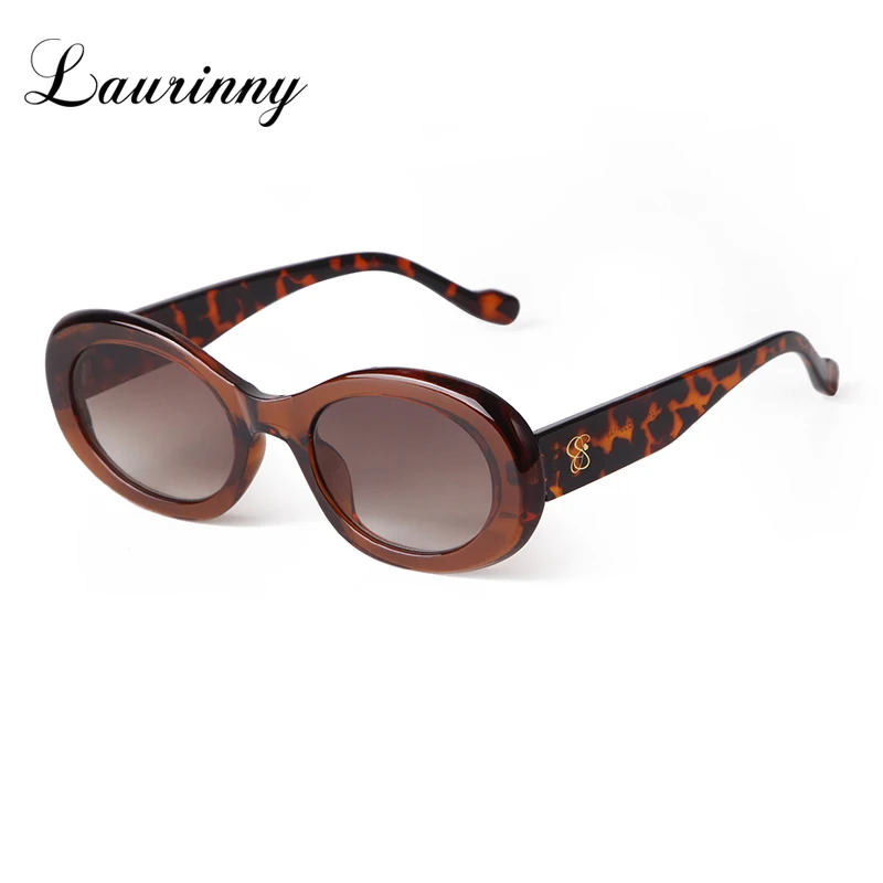 Trendy Tortoise Shell Black Oval Sunglasses Brand Designer Women Round Sun Glasses Vintage Rivets Frame Men Shades Female UV400