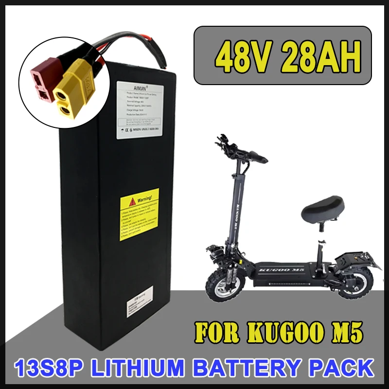 28Ah 1344wh Lithium Battery 13S8P 18650 battery pack 48V 28000mAH for Kugoo M5 Rechargeable Scooter/Bicycle Powerful Motor