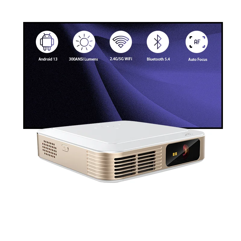 

Smart Android Portable Mini Projector 2K/4K Resolution Home Theater Movie Beamer Dual-Band WiFi Phone Screen Mirroring 2G