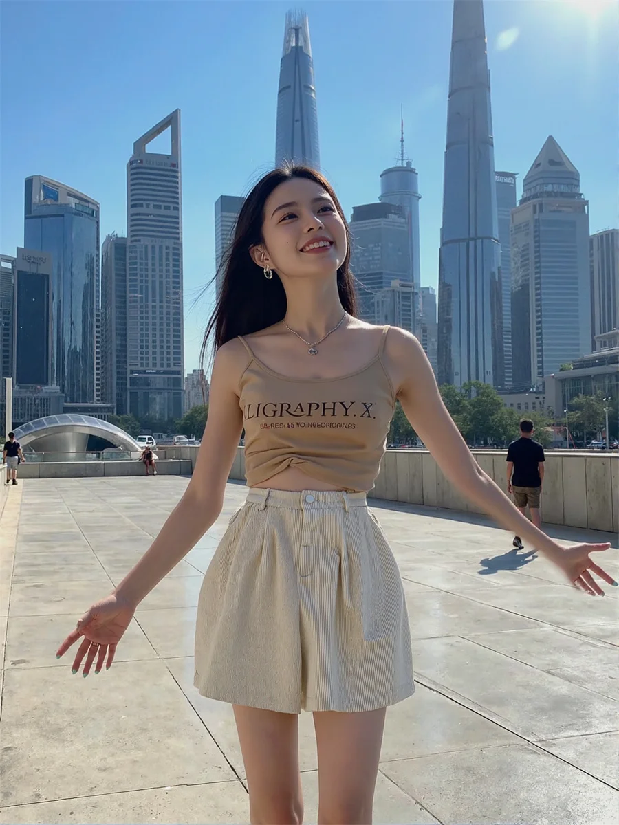 Pantalones cortos de pana para mujer, piel juvenil, Faldas universitarias delgadas de tamaño femenino, Moda nostálgica, gimnasia de guepardo