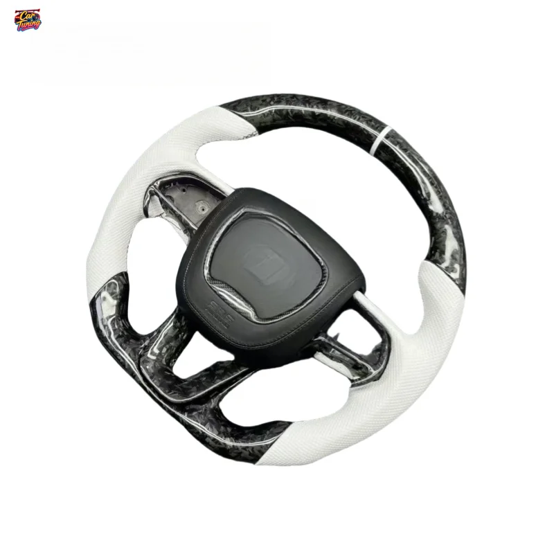 For Dodge Challenger Hellcat Warrior Sport Personalized Racing Leather Carbon Fiber Steering Wheel with Customizable Colors