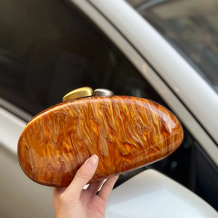 

Модная акриловая сумка из жидкого мрамора, персонализированная сумка-мессенджер для ужина с гусиным яйцом