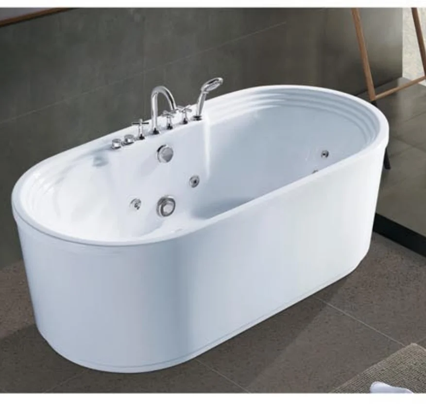 

Custom Size Commercial Hotel Spa Mobile Home Bathtub Modern Design Boat Shape Freestanding Soaking Bathtub and Shower