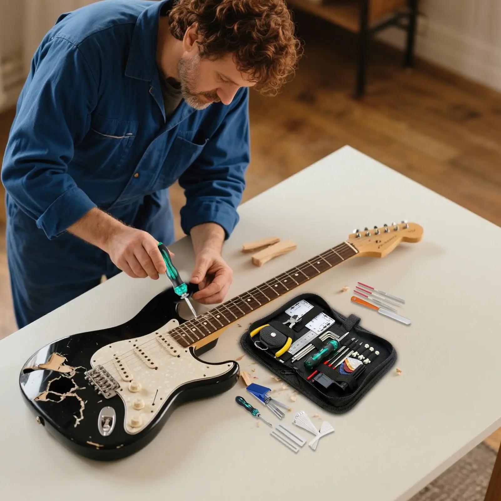 

Набор для ремонта гитары, набор для обслуживания басов из 25 инструментов для ремонта музыкальных инструментов для студийного выступления, домашнего путешествия, шоу