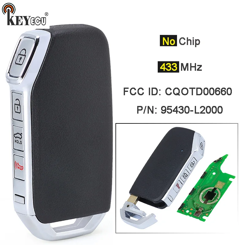 KEYECU 433MHz No Chip PN: 95430-L2000 CQOTD00660 (DL3) Original Parts Keyless-Go Smart Remote Key Fob for Kia K5 2021-2022