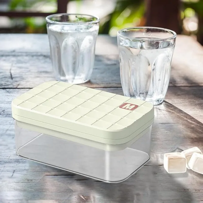 Silicone Ice Cube Tray With Lid And Storage Bin Easy Release Ice Cube Maker Mold For Freezer Stackable Reusable Ice Cube Tray Fo