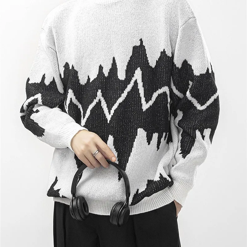 

Loose Long Sve round Ne Knitted Sweater Winter Casual Warm Men's Pullover Embroidered Base Layer Comfortable Knitwear