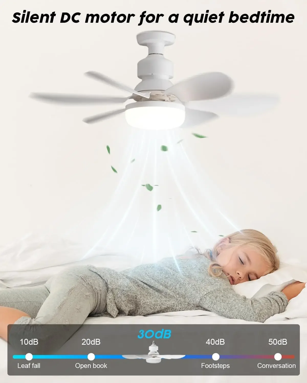 40W Ceiling Fan with Light Small Socket Fan Light with Remote Adjustable Brightness and Color Temperature for Bedroom Kitchen