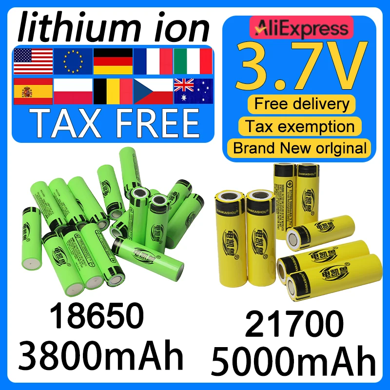 

1-300 шт. 21700 5000 мАч 18650 3800 мАч 3,7 В аккумуляторная батарея DIY Power литий-ионные аккумуляторы с высоким разрядом для электроинструментов